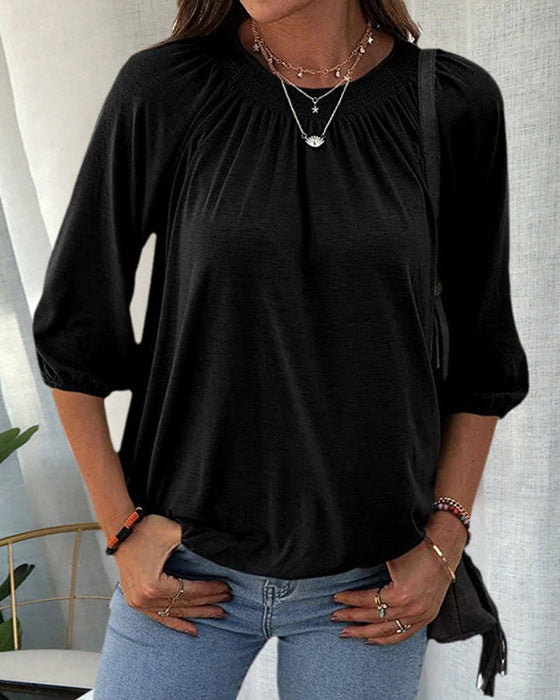 T-shirt med rund hals 3/4-ärm