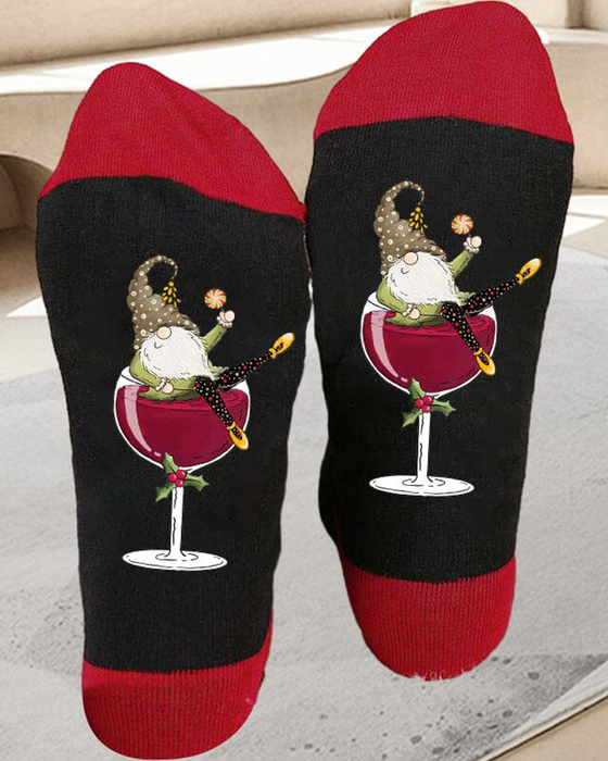 🧦Julgnom Vinglas Unisex Crew-strumpor🧦