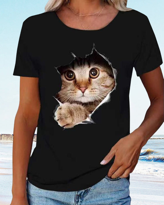 T-shirt med katttryck