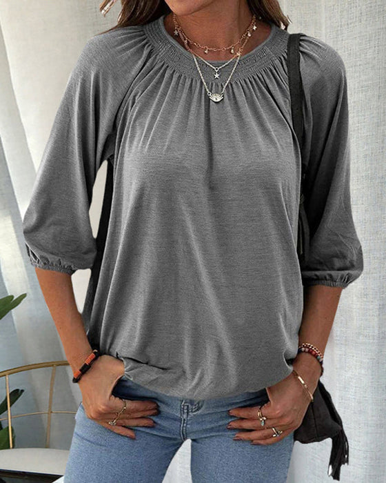 T-shirt med rund hals 3/4-ärm
