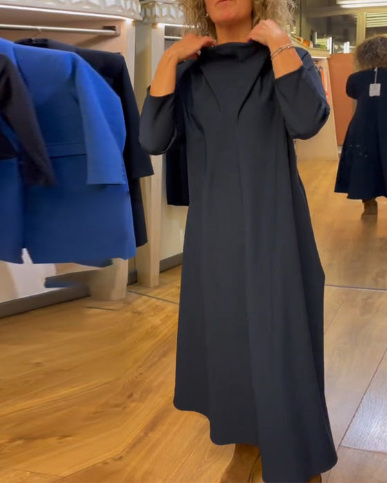 Enfärgad Avslappnad klänning med fickor