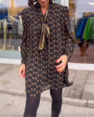 Polka Dot långärmad klänning