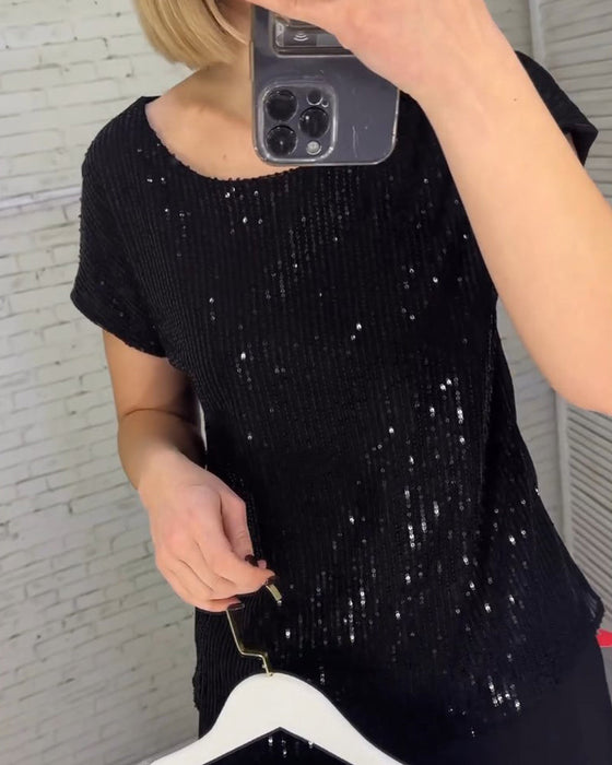 Kortärmade damblusar i paljett