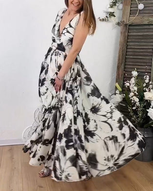 Ärmlös blommig klänning