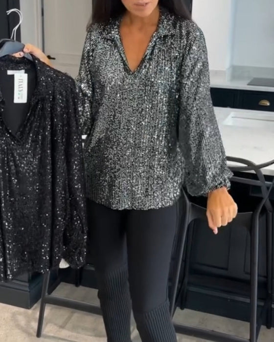 Enfärgad Blus med paljetter