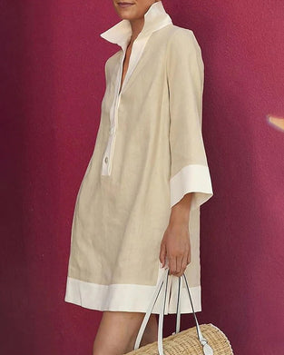 Casual klänning med kontrasterande lapel