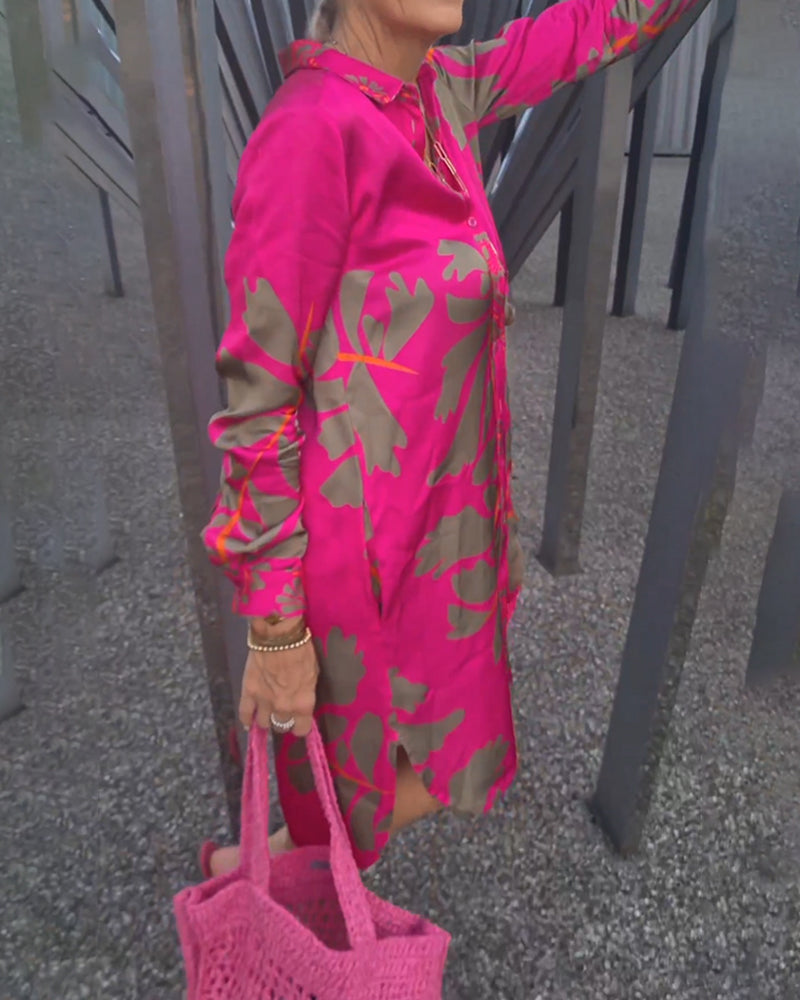 Långärmad skiftklänning med skjortkrage