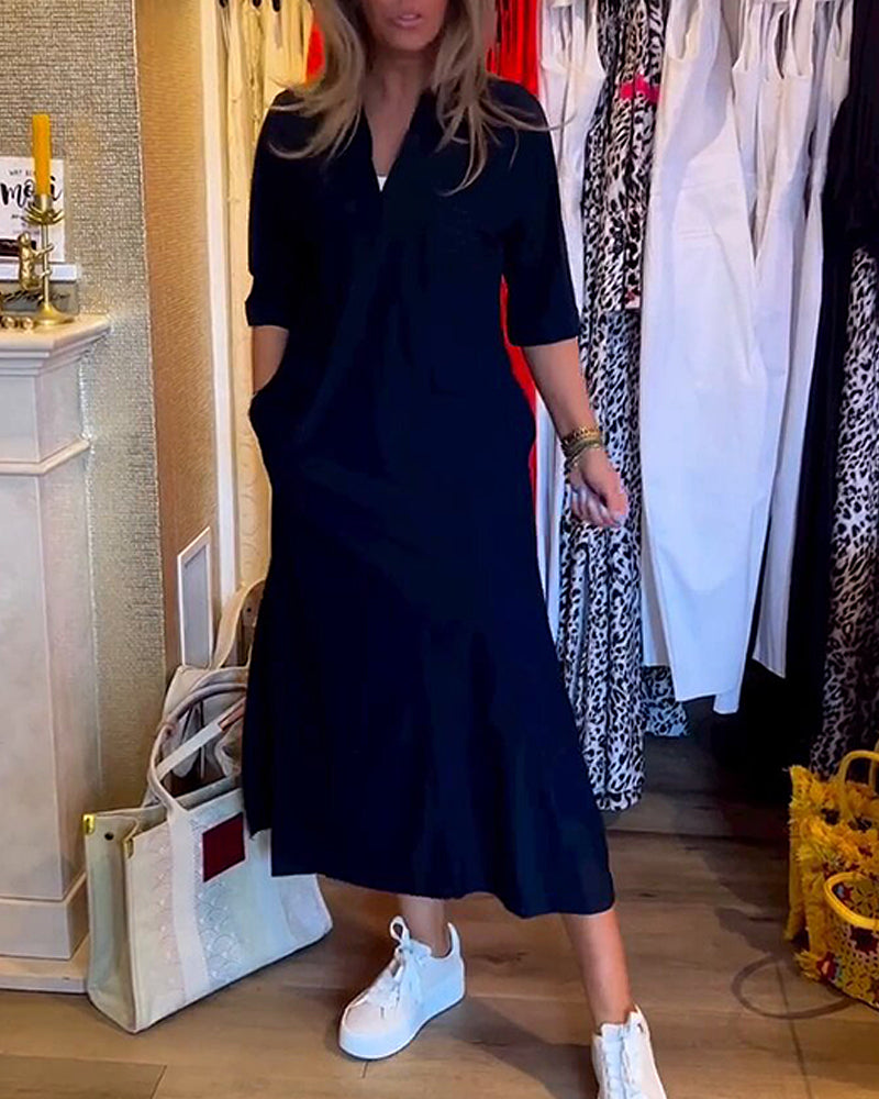 Fickklänning med v-ringning