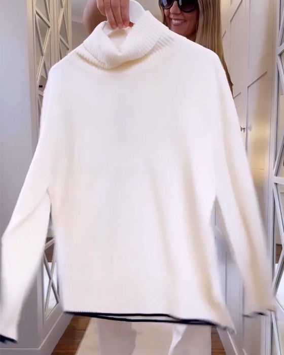 Pullover med hög nacke och långärmad